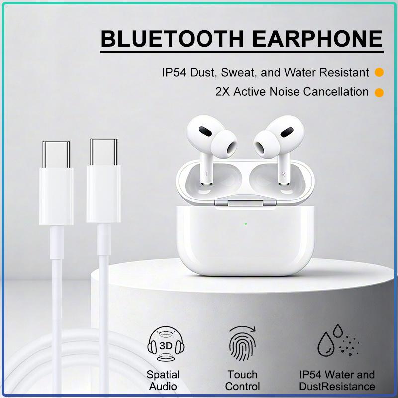 Air Pro 2 Wireless TWS Earphones Spatial Audio Touch Control IP54 Dust & Sweat Resistant Bluetooth Headset With Type-C Charging Cable 1:1