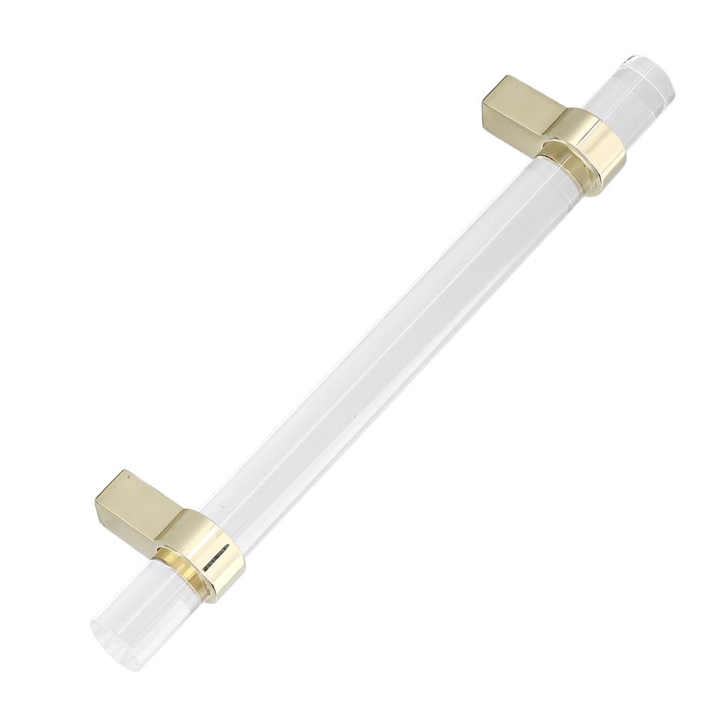 Crystal Acrylic Handle Modern Transparent Drawer Pull Handle for Closets Bookcases Shoe Cabinet Hole Spacing128 Gold
