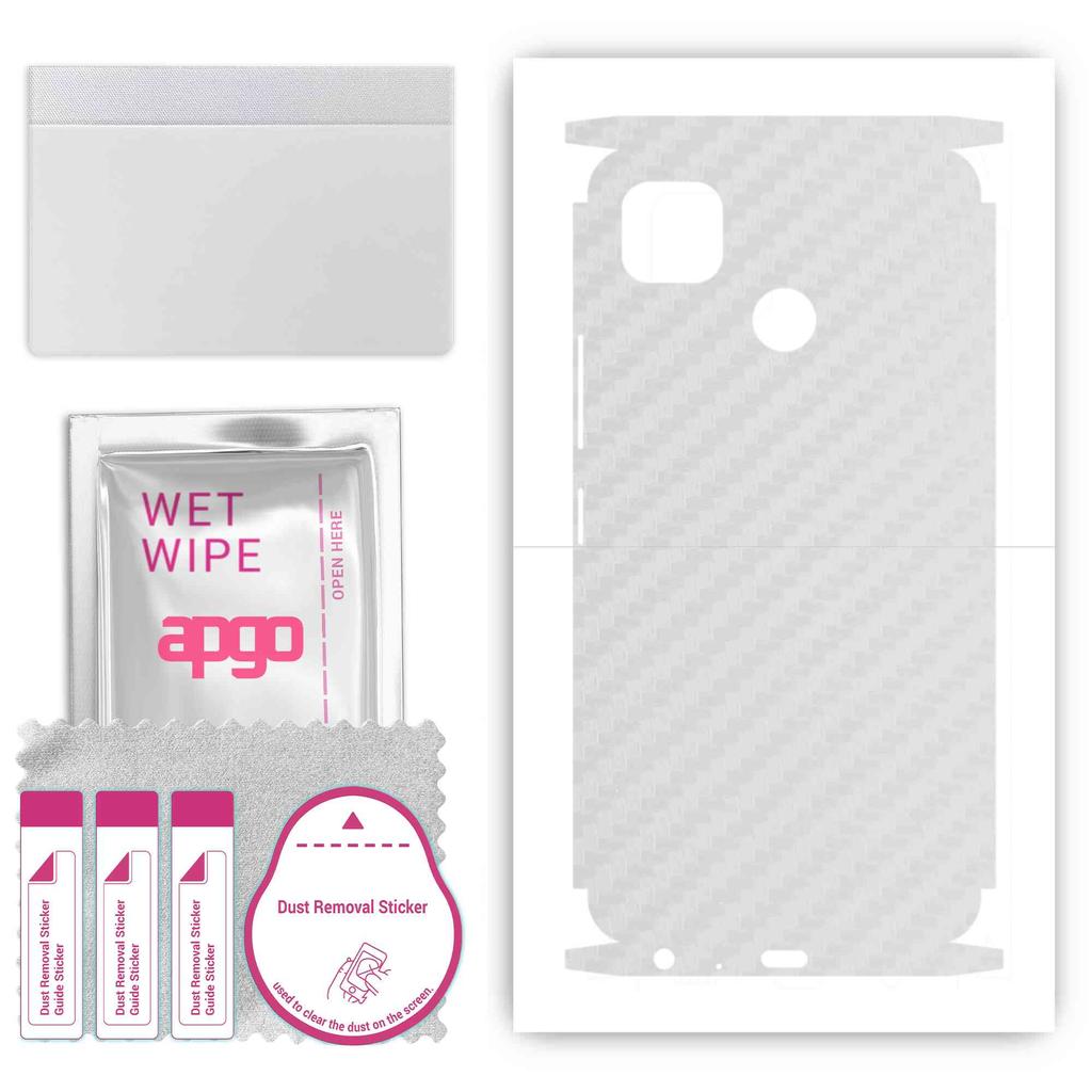 apgo Protective Skin Sticker for the Back+sides Compatible with Tecno Pop 4, Full Wrap Film, Foil, Vinyl - Pattern Transparent Carbon