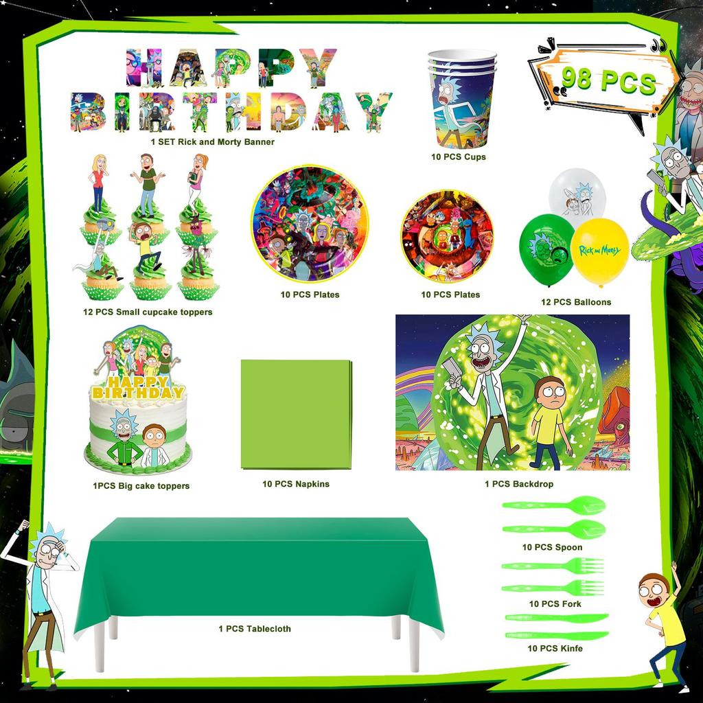 Cartoon Party Decorations & Cartoon Party Tableware Set - Cartoon Birthday Banner Balloons Plates Napkins etc Cartoon Birthday Party Supplies for Kids