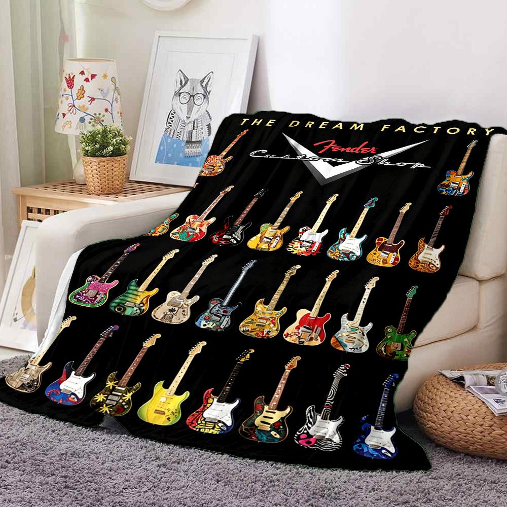 Guitar Collection Flannel Blanket Throw Blanket Soft Warm Sofa Bed Camping home Decor Unique Christmas Gift C926219