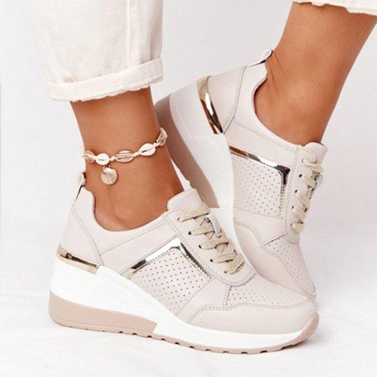 Fashion Women's Shoes 2025 Summer Wedge Platform Casual Shoes Women Lace Up Sports Shoes Woman Plus Size Non Slip Breathable Sneaker