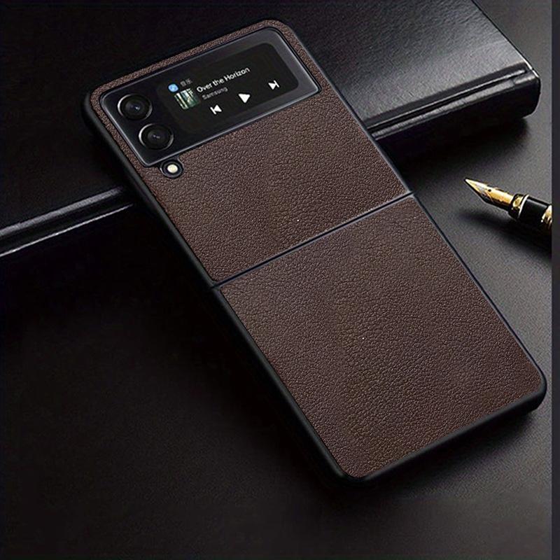 Кожаный чехол для Samsung Z Flip7 - Деловой защитный чехол из личи-кожи для складного Flip6