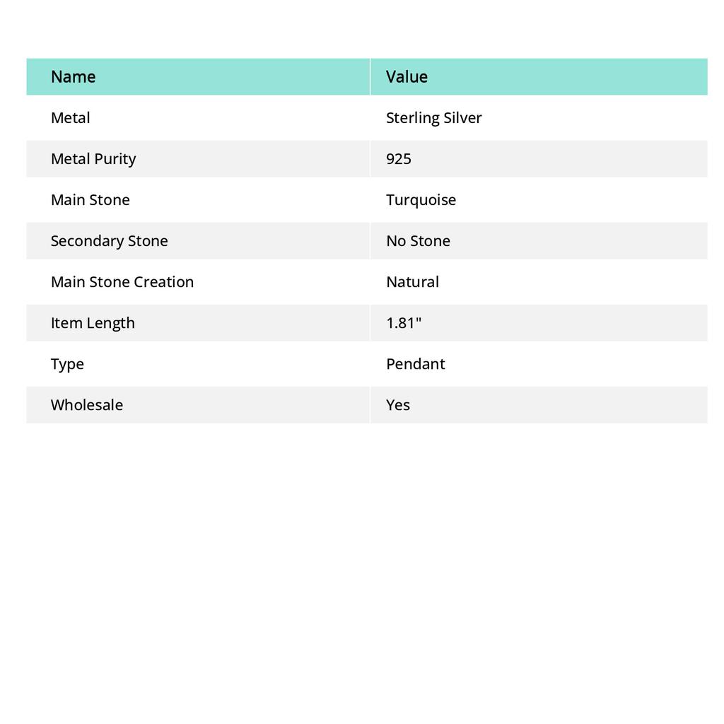 Подвеска из стерлингового серебра 925 пробы с натуральным желтым бирюзовым камнем 1,81 дюйма v8c66