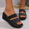 Fashion Women's Fashion Wedge Slippers Summer New Round Head Leopard Print Thick Soft Sole Anti-slip Wear-resistant Sandals