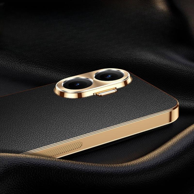 Case For Redmi Turbo 4 Leather Plating Shockproof Cover For Note 14 13 Pro + Plus 12 Turbo Texture Lichee Pattern Cases Bumper