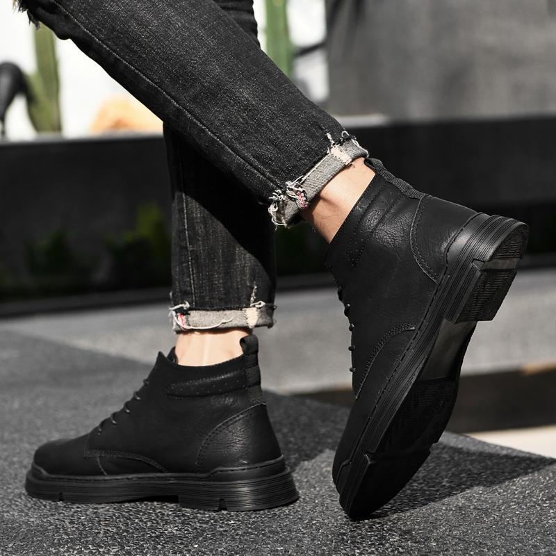 Зимние ботинки Chelsea Men Boots New Fashion Plus Velvet Outdoor Shoes Качественные ботинки из натуральной кожи Ботильоны Business Lace Up Boots