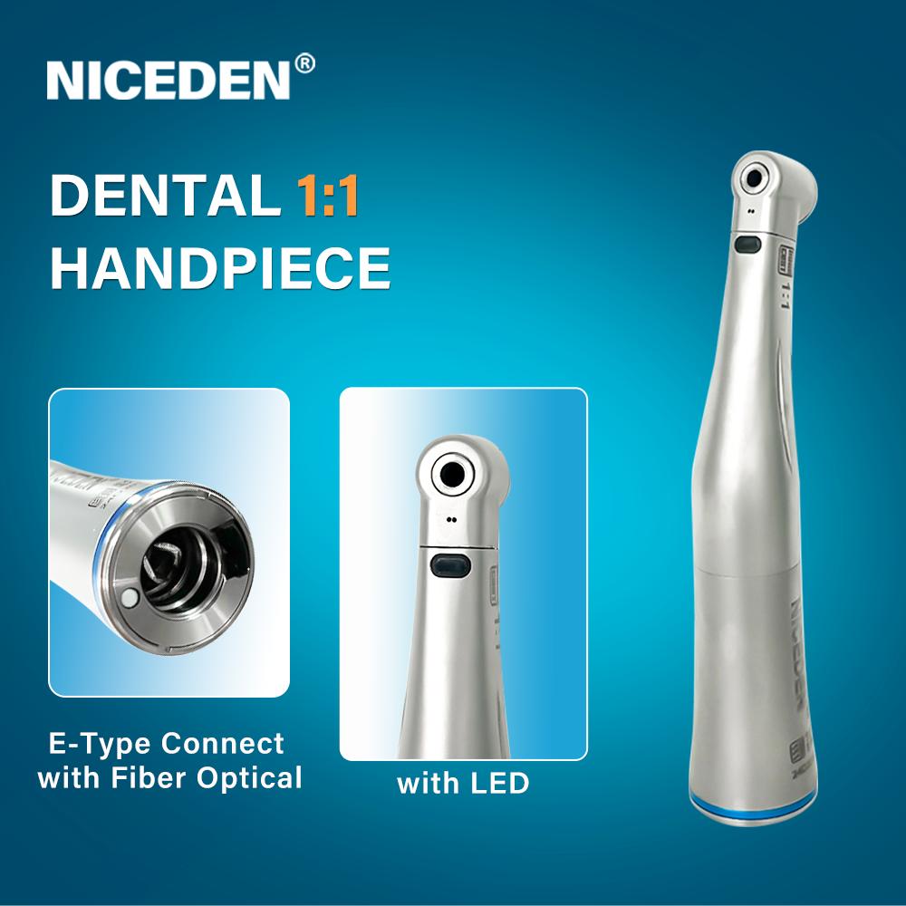 Niceden Стоматологическое оборудование волоконно-оптический наконечник угловой 1:1 с микромотором для стоматологической бормашины с одним распылителем и светодиодным подключением
