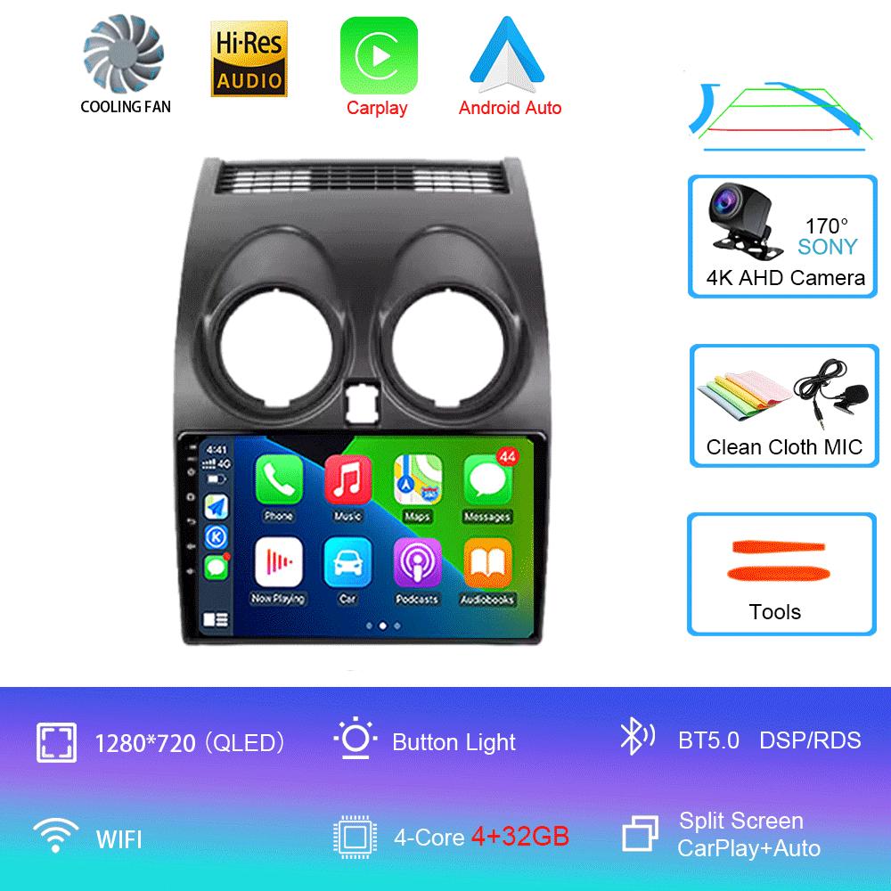 Android 14 автомобильное радио для Nissan Qashqai 1 J10 2005 - 2015 мультимедиа стерео видеоплеер навигация GPS 4G WIFI 360 камера 9''