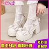 Mary Jane Shoes Women's Autumn New Thick Heel Lolita High Heels Bow Small Leather Shoes Platform Heightening Single Shoes
