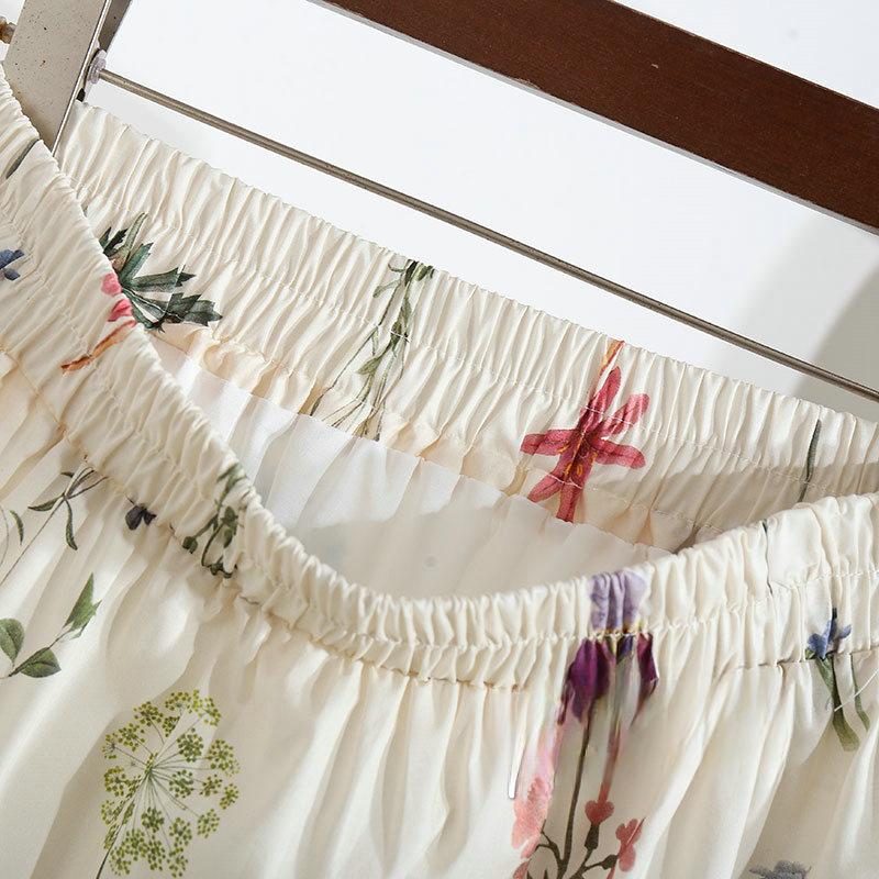 DIMANAF 2025 Новые Летние Весенние Женские Новые Юбки Цветочные Свободные Эластичные Плиссированные Элегантные Длинные Юбки