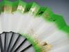 Love Black Lacquered Fan for Dancing Fan, 1209-13, Double-Legged Pattern, Gradient, 9.5 Inches, Bone, Box, (Light Green)