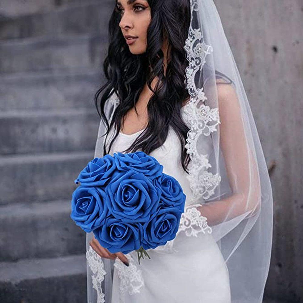 50шт искусственная пена роза искусственная роза цветок искусственная роза со стеблем DIY свадебный букет свадебный душ центральный цветочная композиция вечеринка