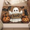 Cute Boo Ghost Pumpkin Bath Mat, Black Cat Bat Non Slip Rug For Bathroom Entryway Halloween Home Decor