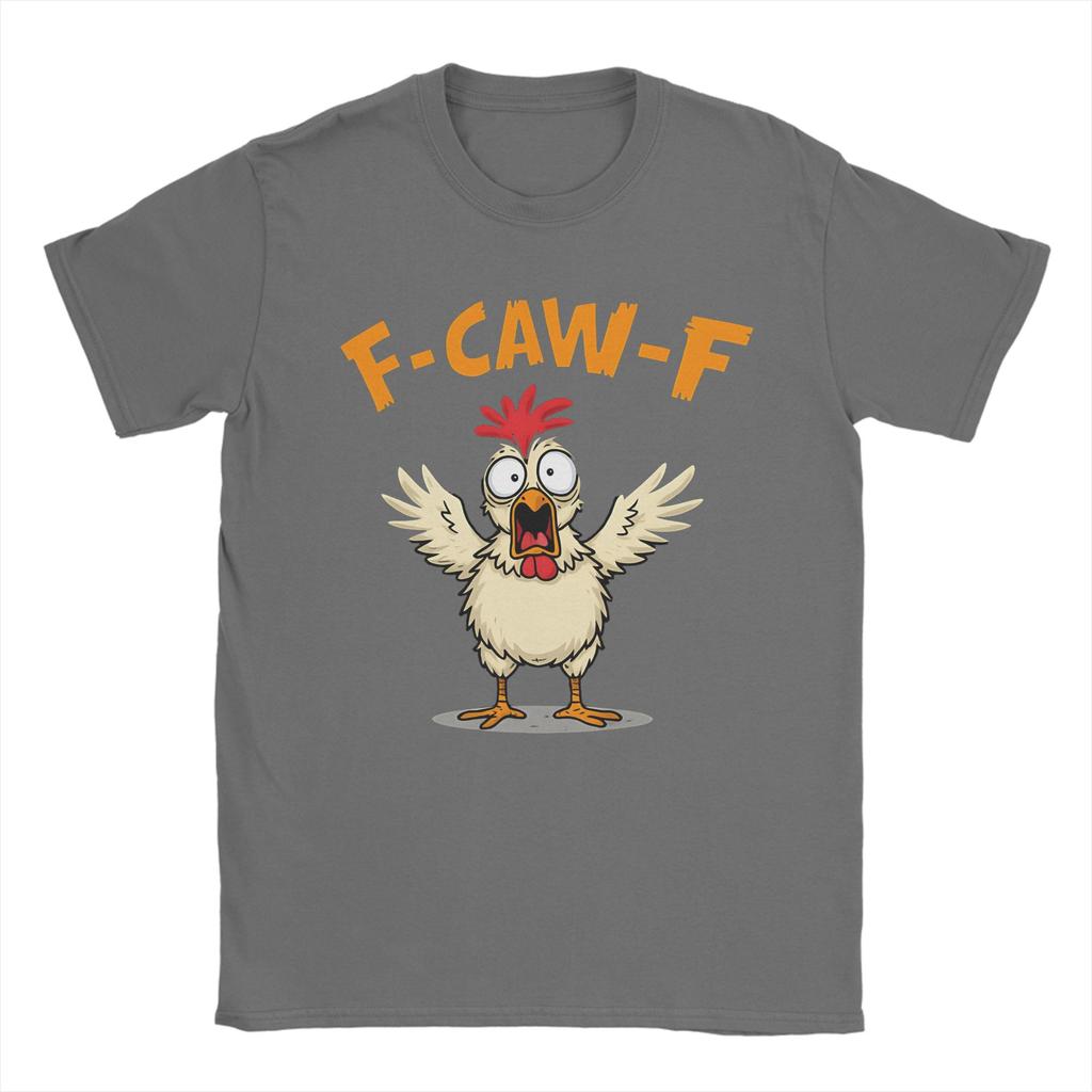 Men's T-Shirt Funny F-Caw-F Spooky Chicken Meme (2) Fashion 100% Cotton Tee Shirt Short Sleeve  T Shirt Crewneck Tops Gift Idea