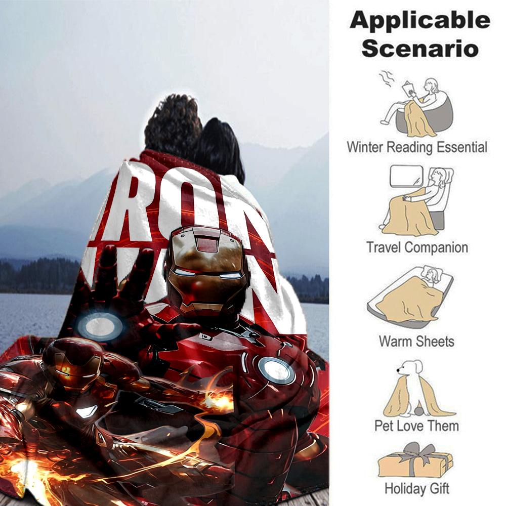 Iron Man Tech Hero Flannel Blanket Super Soft Warm Cozy Blanket For Sofa Bed Office Travel Allseason Home Decor Gift