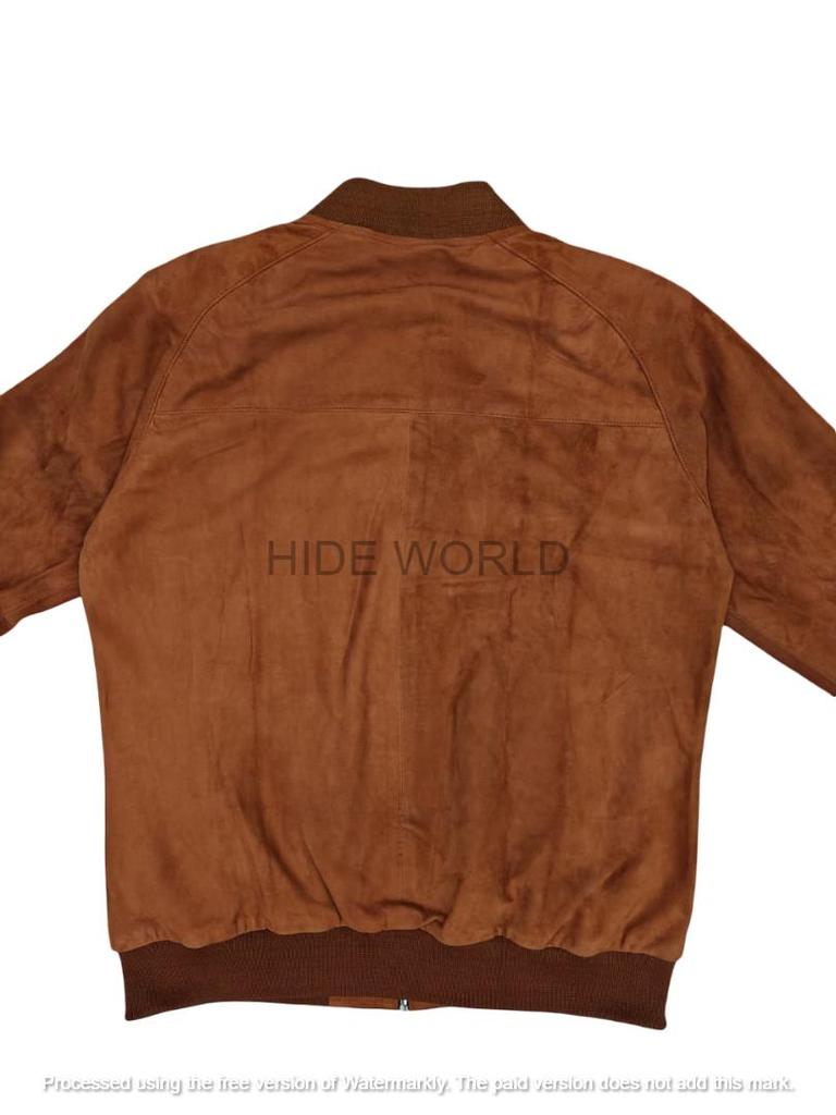 Motorcycle Genuine Lambskin Brown Handmade Men Leather Jacket Designer Suede