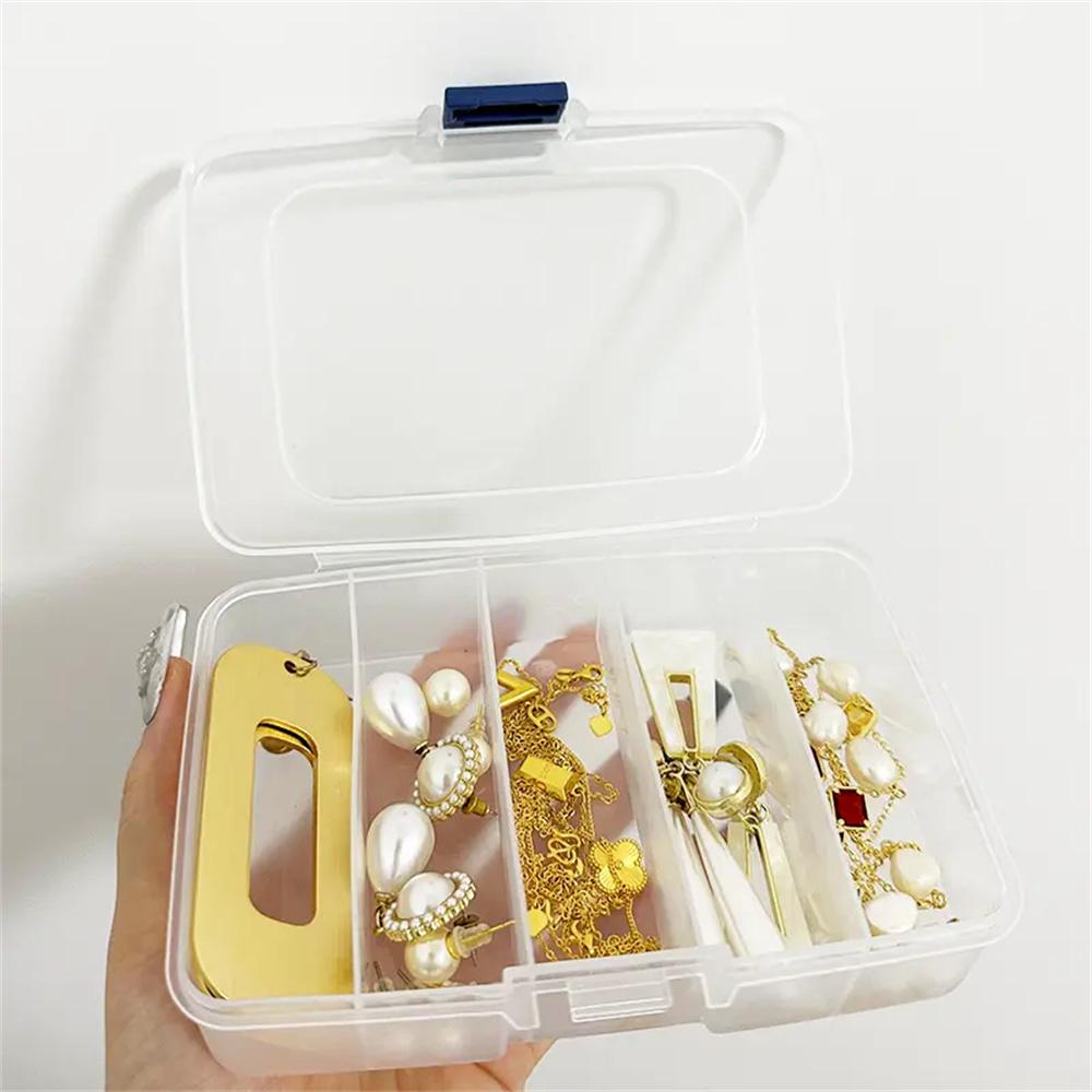 5/6 Compartment Storage Box Beauty Hair Tool Storage Small Box Rubber Band Card Hair Accessory Portable Divided Box with Buckle