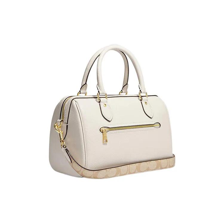 COACH Rowan Cross Grain Leather Coated Canvas Briefcase , Handbag , Shoulder Bag , Crossbody Bag Medium Women's White (Unisex) Handbags