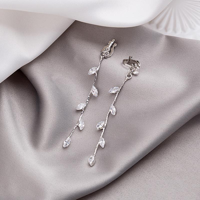 Tassel Earrings Diamond Butterfly Flower Pearl Stud Earrings Temperament Fashion Long Thin Earrings