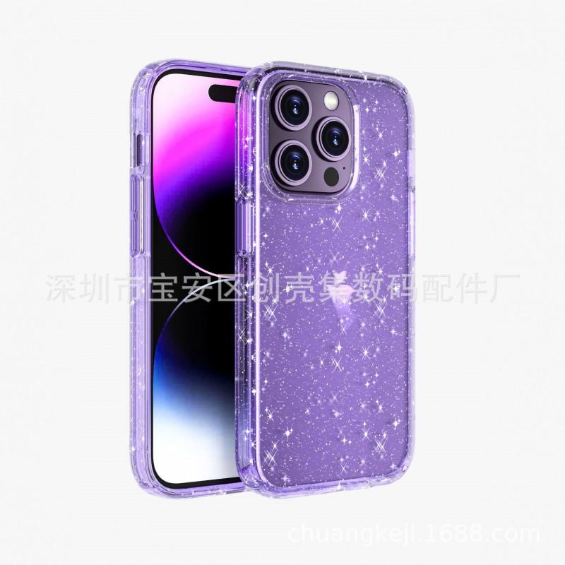 Защитный чехол военного класса для iPhone 18 Pro С точными вырезами Прозрачный с блестками В комплекте шнурок