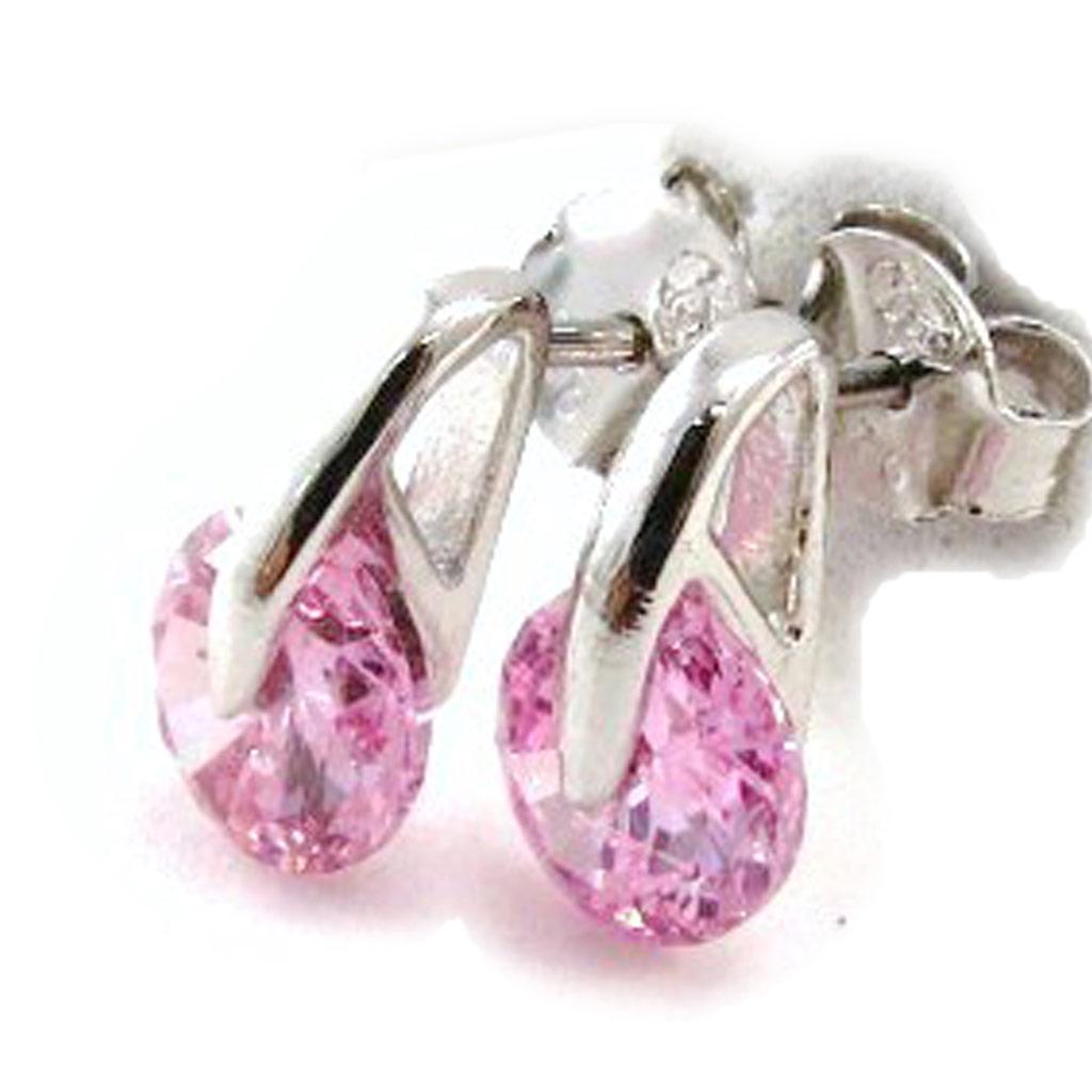 Les Trésors De Lily [I9842] - Серебряно-розовые серебряные серьги с кристаллами (родиевое покрытие) - 10x6 мм