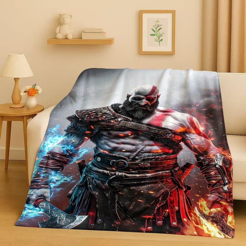 3D Кратос God of War Мультяшный Геймер Фланелевое Одеяло, Ультра Мягкий Теплый Плюшевый Плед для Дома Спальни Кровати Дивана Покрывало Пикника Детей