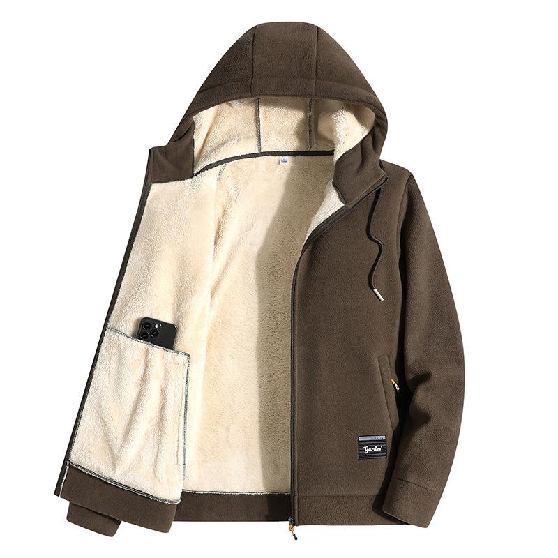 Winter Trendy Brand Loose Casual Fleece Thickened Jacket Thermal Hooded Men Autumn and Winter