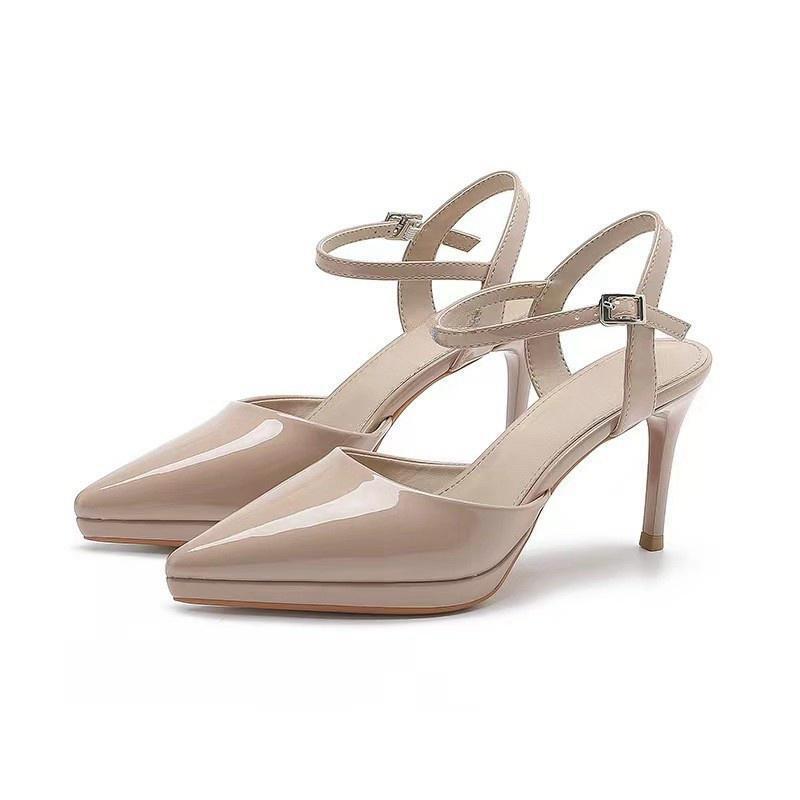Женские сандалии большого размера с косточкой, женские туфли-лодочки из лакированной кожи на водонепроницаемой платформе и высоком каблуке-шпильке