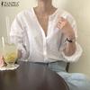 Summer Casual O-neck Long Sleeve Hollow Out Blouse Tops
