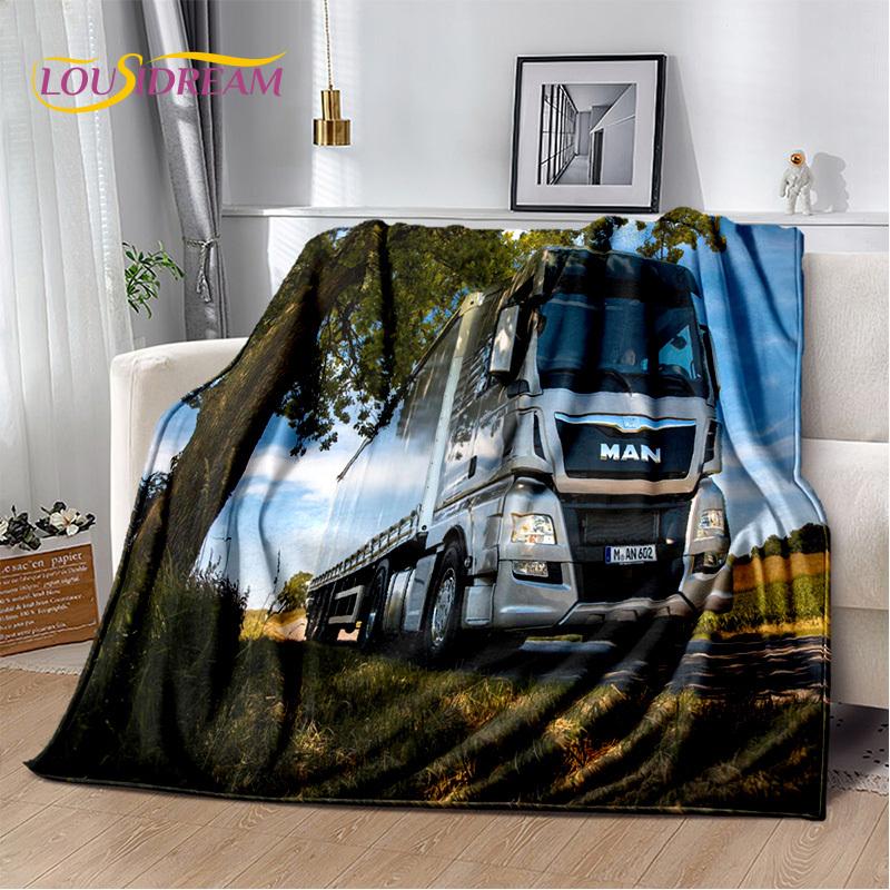 HD Man Truck Lorry 3D Печать Мягкие фланелевые одеяла, Плед Удобное одеяло для пикника Кровати Диваны Дома Спальня Подарки