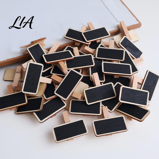 Mini Chalkboard Signs with Clips 10PCS Blackboard Clips/Signs Wooden Stands, Reusable Small Tags for Gifts Signs, Log Style Display Clip Florist Shop