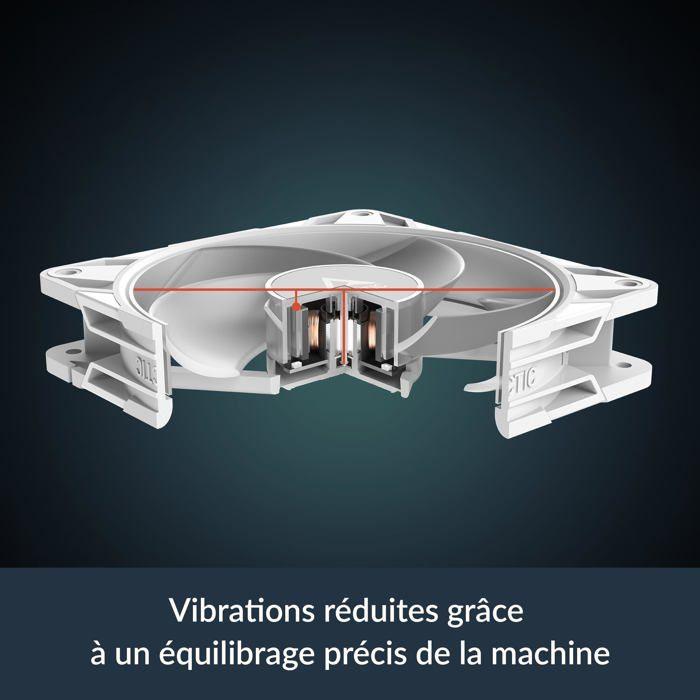 Ventilateur PC 120 mm - ARCTIC - Flux d'air inversé - Blanc - PWM 500-3000 rpm - 3 pièces - 12x12x2.7 cm