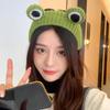 Knitted Animal for Frog Headwear Cartoon Big Eyes Hairband Cute Photo Props Fancy Dress Halloween Cosplay Accessories