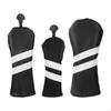 3 Pieces Golf Club Head Cover PU Leather Hybrid Covers Cue Protect Case Wood