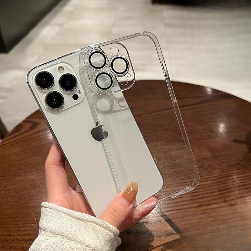 Подходит для чехла для мобильного телефона Apple 16 IPhone 14 Promax с защитной пленкой для объектива 13 Ультратонкий прозрачный полностью закрывающий ПК жесткий чехол 15