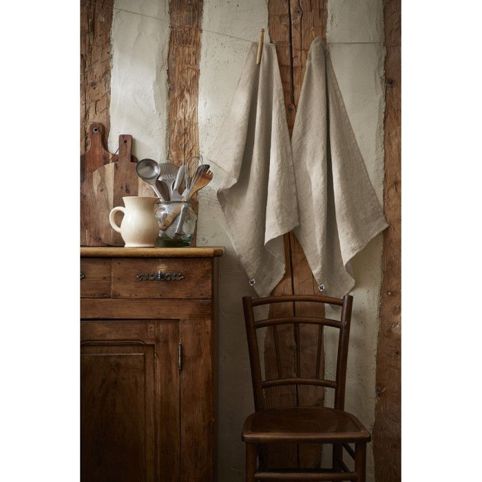 Lot de 2 essuie-mains "Soline" 50 x 70 cm Lin lavé - Soline Sable