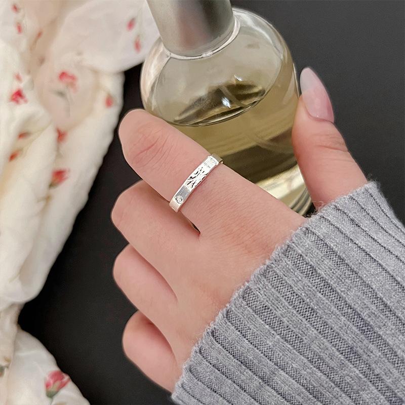 Korean Version Plain Ring Irregular 925 Sterling Silver Versatile Ring Women's Niche Ins Style Design Non-fading Combination Ring