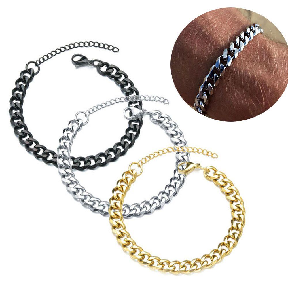 Women's Men's Fashion Stainless Steel Classic Wide Chain Men's Bracelet Cuban