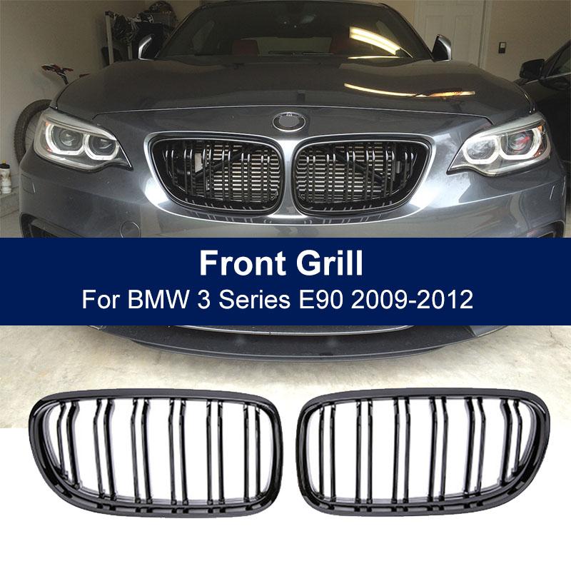 Передняя решетка автомобиля, глянцевые черные решетки с двойной линией впускной решетки для BMW 3-Series E90 E91 LCI Sedan Wagon 2009 2010 2011