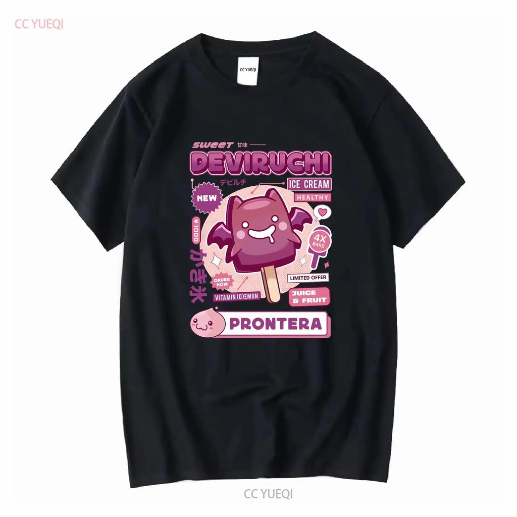 Deviruchi Ice Cream T Shirt Ragnarok Online Video Game Gaming Gamer Poring Origin long or short sleeves vintage Washed Soft