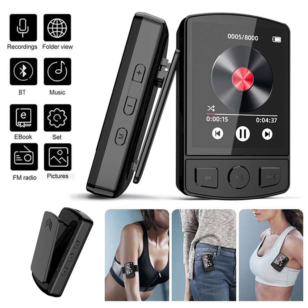 MP3 Player Bluetooth 5.2 1.77 Inch Screen Music Player with Speakers Lossless Sound Quality with Recording E-Book Video Playing