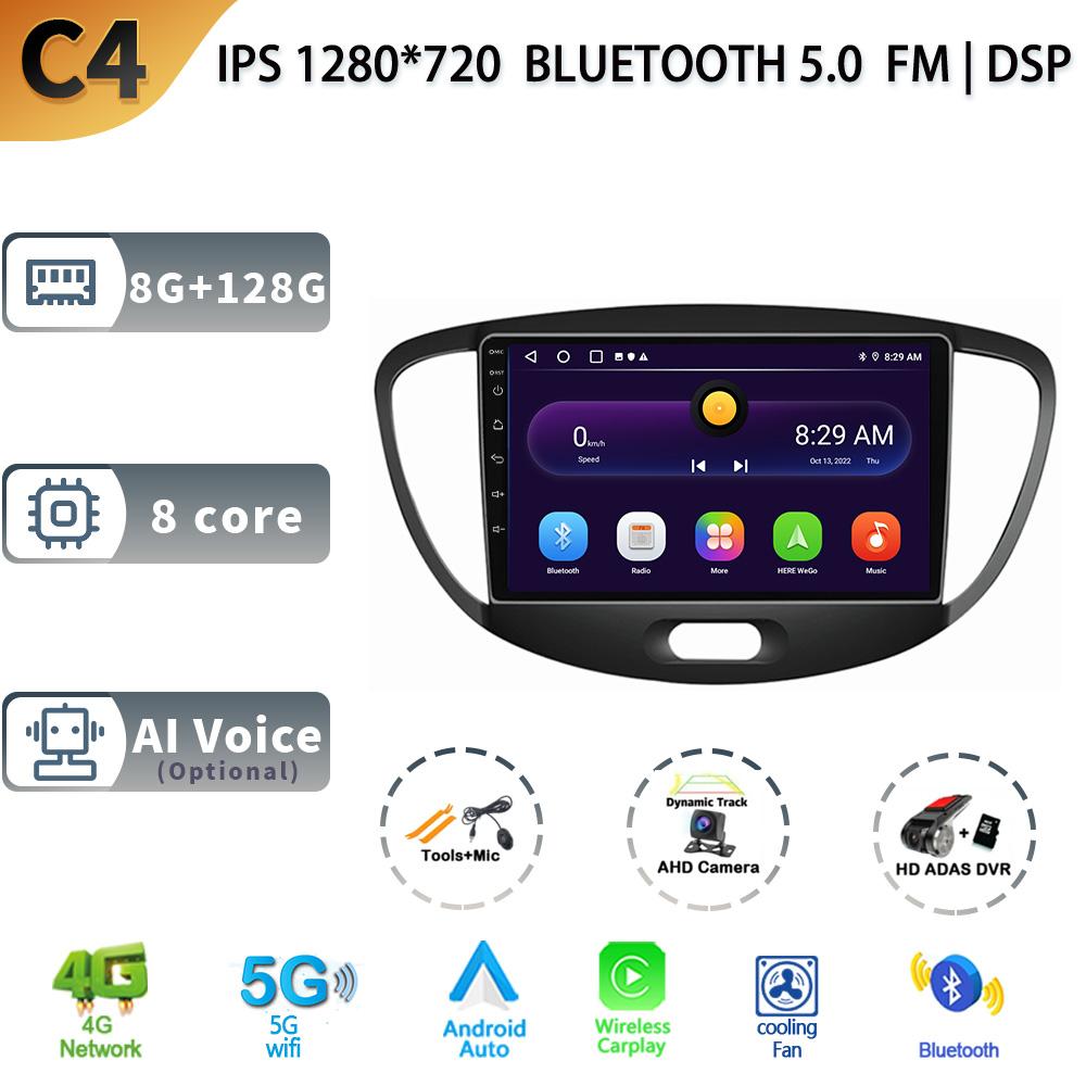 Android 13 для Hyundai i10 2010-2013 года выпуска, автомобильное радио, мультимедиа, навигация, автомобильный GPS, радио Carplay, экран 2 Din