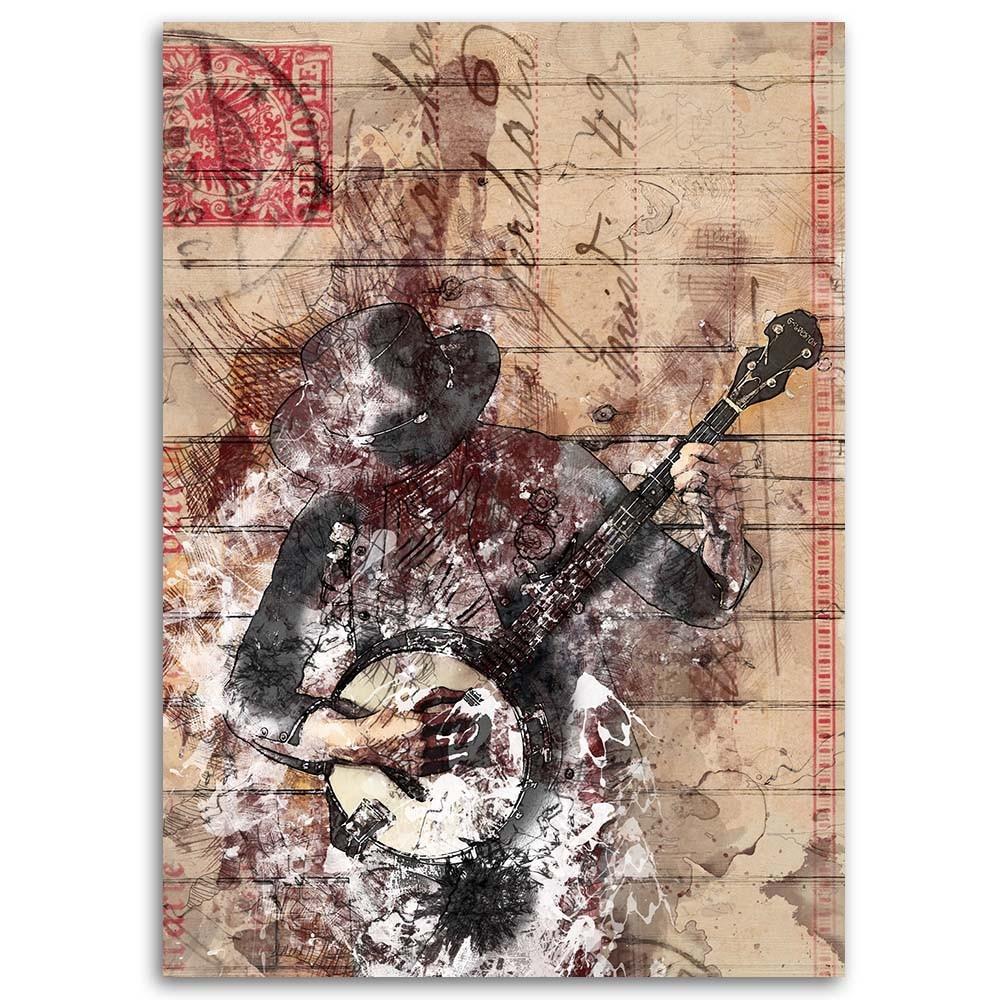 Canvas print, Vintage guitar musician