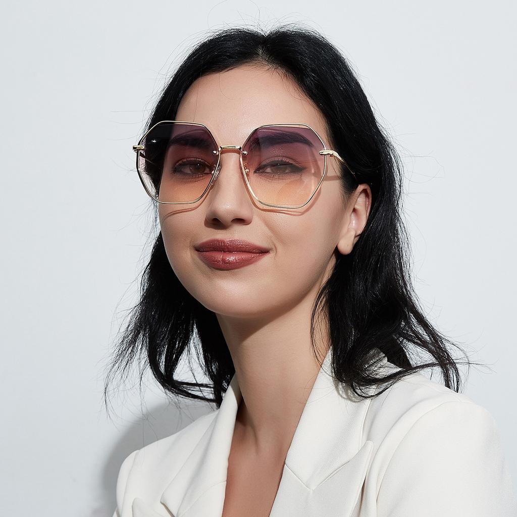 Металлические очки Мужские Многоугольные Большая оправа Закрывающие лицо Простые очки Ретро Солнцезащитные очки Женские Солнцезащитные очки