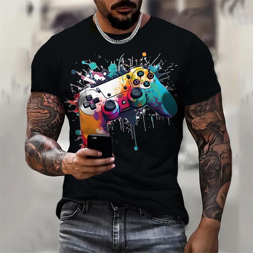 Ретро мужская футболка с рисунком в стиле рок, 3D-печать, модная летняя повседневная футболка с коротким рукавом и круглым вырезом, черные белые классические футболки