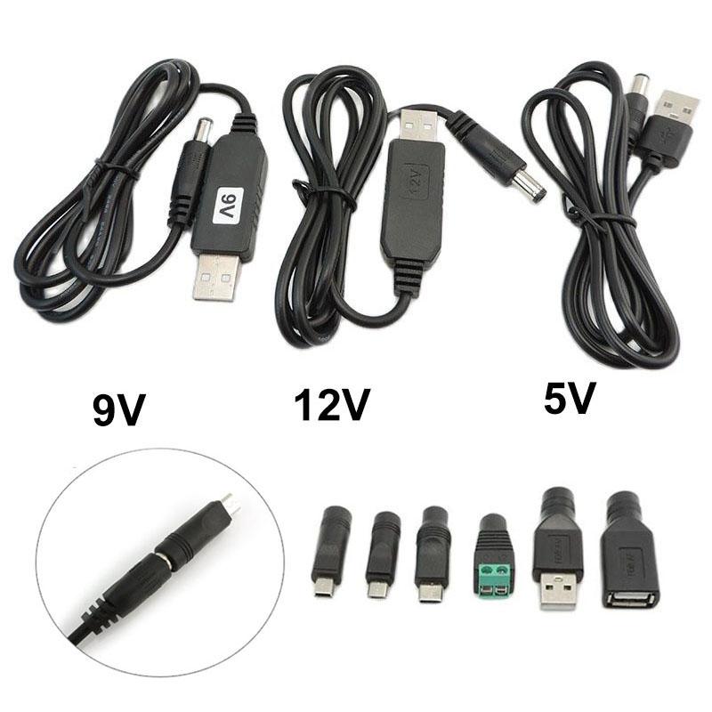 USB to DC 5 В 9 В 12 В USB типа «папа» и «женщина» Мини 5-контактный тип C Линия повышения мощности 5,5x2,1 мм Кабель-адаптер преобразователя модуля Step UP