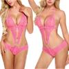 Women Deep V Lingerie Lace Teddy One Piece Babydoll Mini Bodysuit