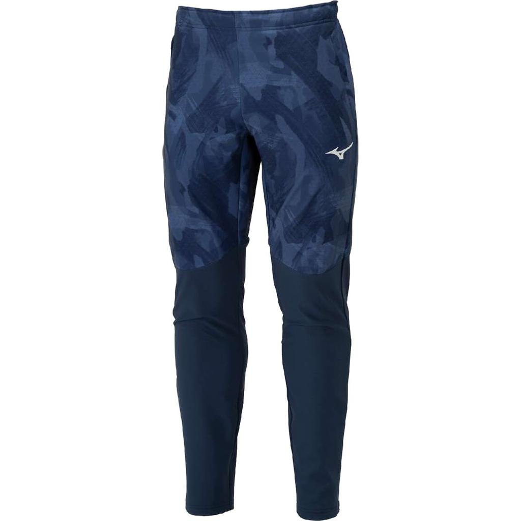 Mizuno Tech Shield Breath Thermo Training and Pageant Blue Pants, Windproof, Stretch, Water-Repellent, Moisture-Wicking, Heat-Generating, 32MDB530,