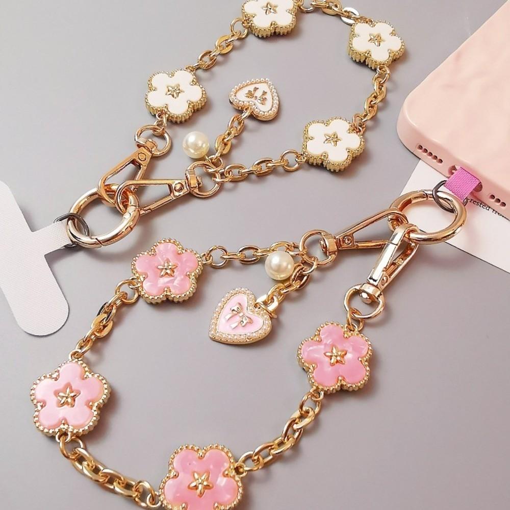 Flower Mobile Phone Strap Metal Chain Mobile Phone Lanyard Cell Phone Chain Women/Lady/Girl